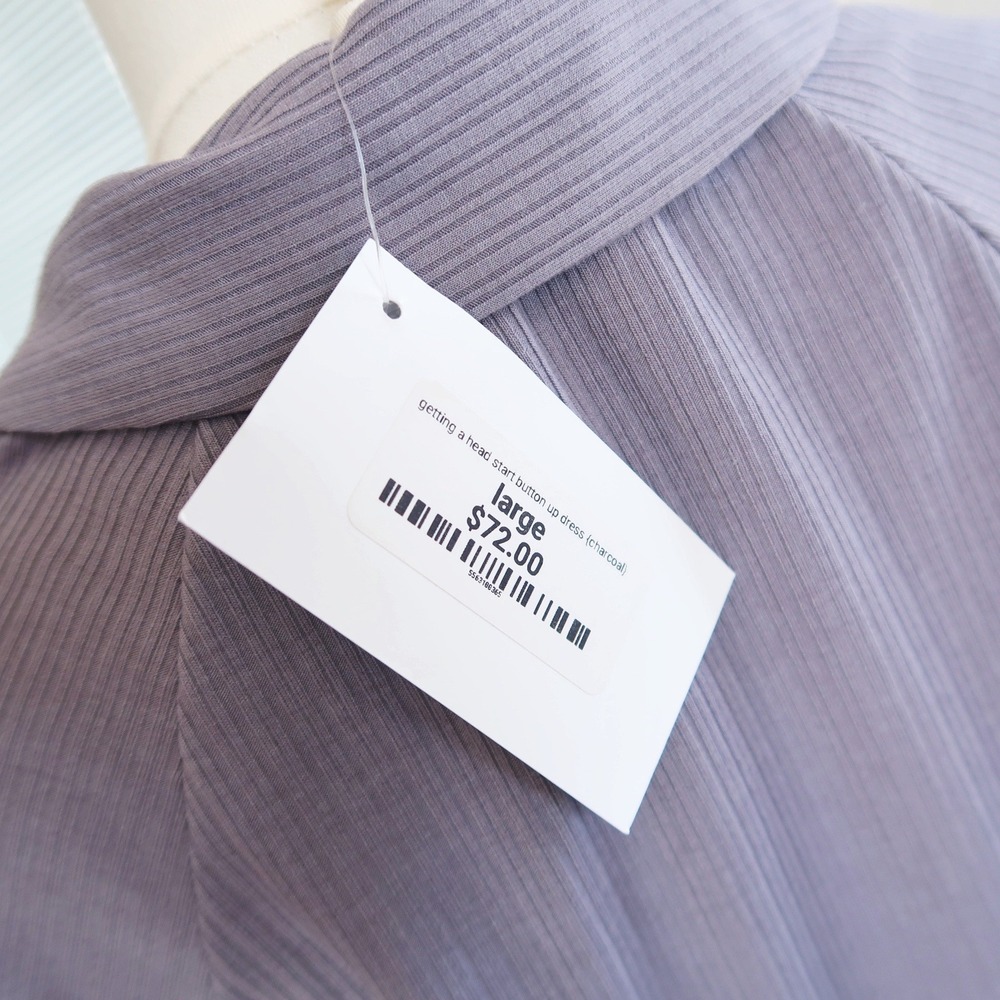 NEW Promesa Womens Ruched Shirt Dress Size L Gray Button Chic Y2K Modern Capsule - Picture 6 of 8